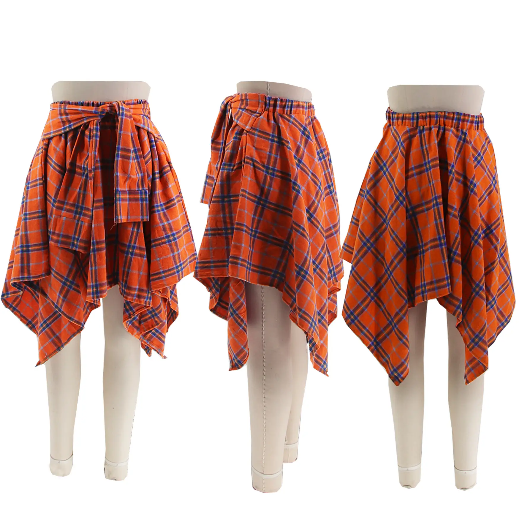 Women Crossbody Plaid Skirt & Gold Boots Set — feature 25
