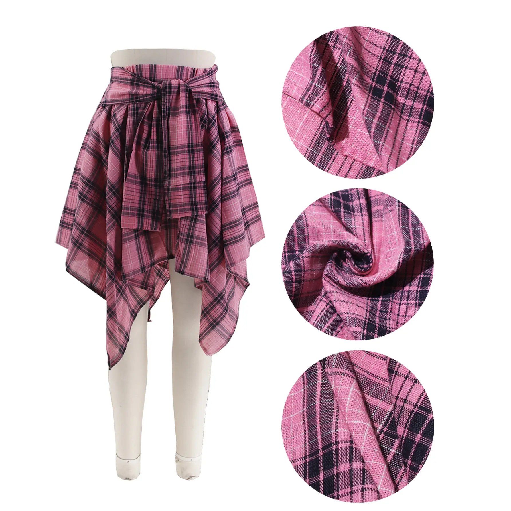 Women Crossbody Plaid Skirt & Gold Boots Set — feature 5