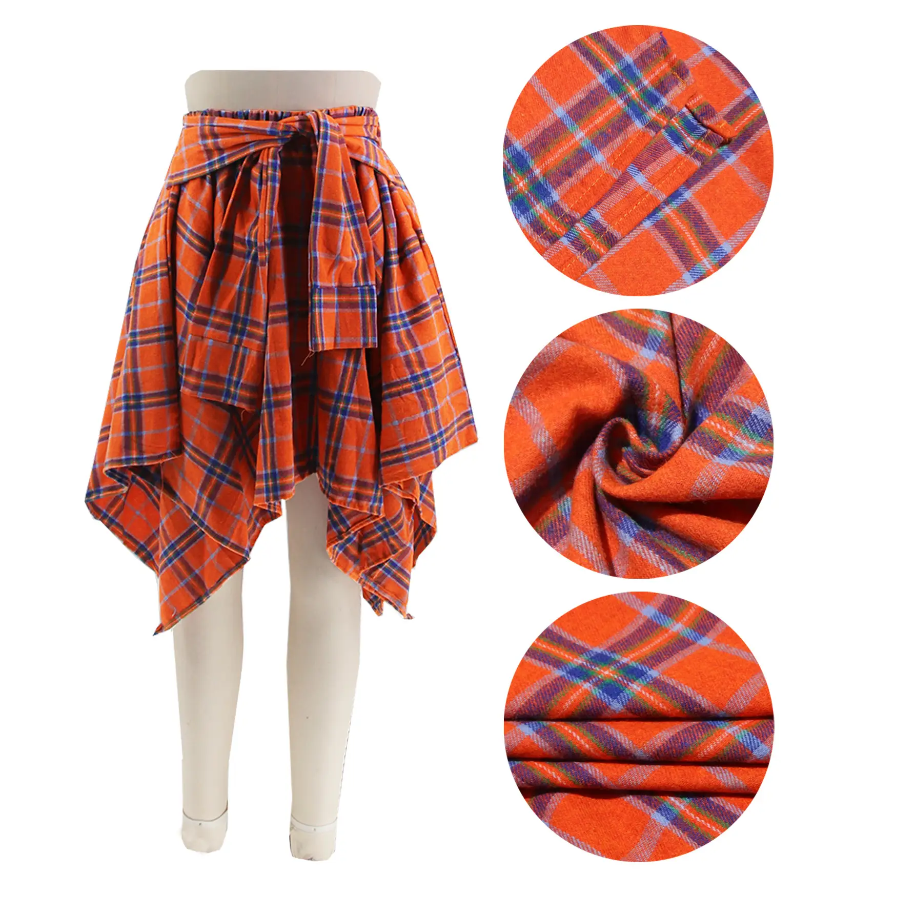 Women Crossbody Plaid Skirt & Gold Boots Set — feature 6