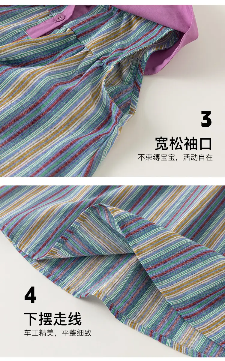 Girls Striped Sleeveless Skirt Dress Purple Collar 2025 â feature 11