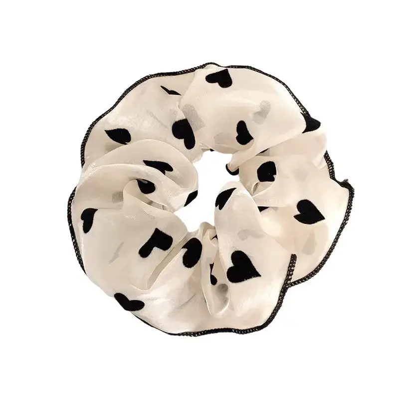 Elegant Black Heart Polka Dot Hair Ring - Image 7