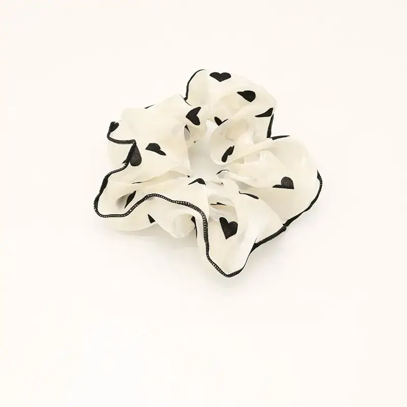 Elegant Black Heart Polka Dot Hair Ring - Image 2