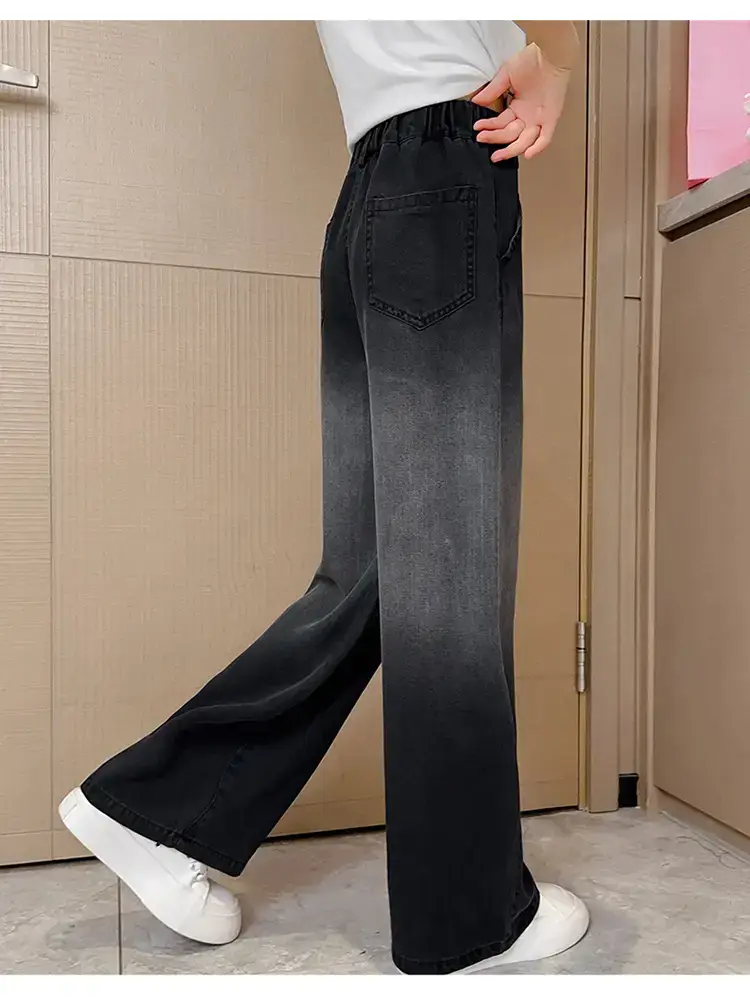 Girls Gradient Denim Wide Leg Pants Summer Casual — feature 20