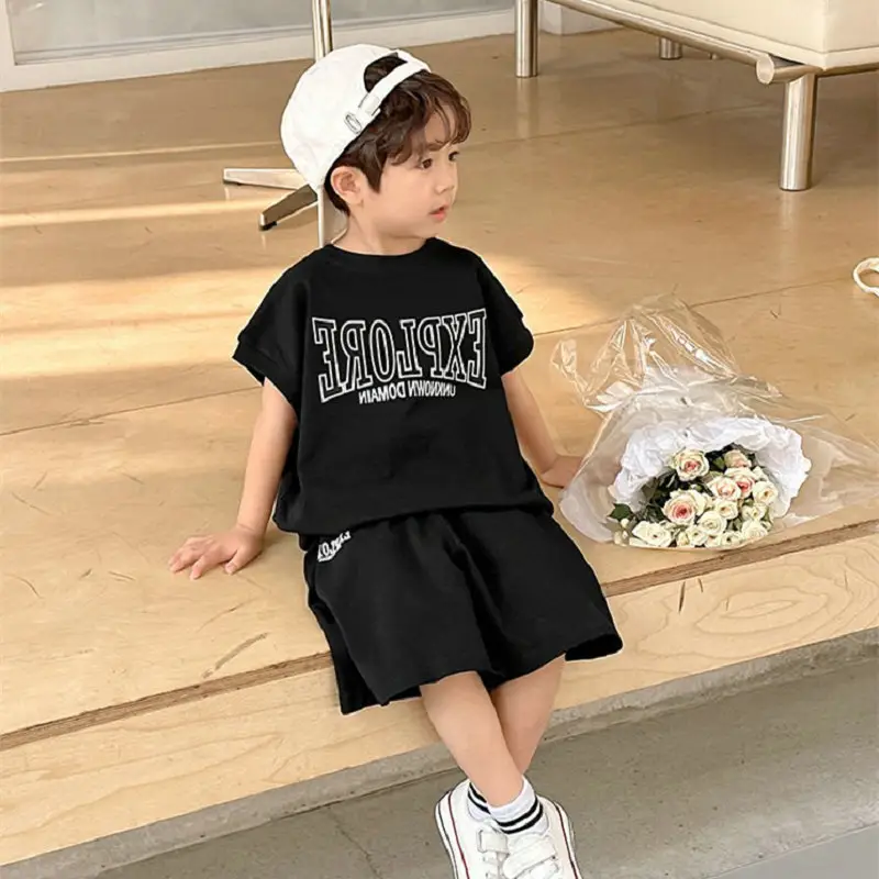 Boys Printed T-Shirt Shorts 26 Summer Export Clothing - Image 3