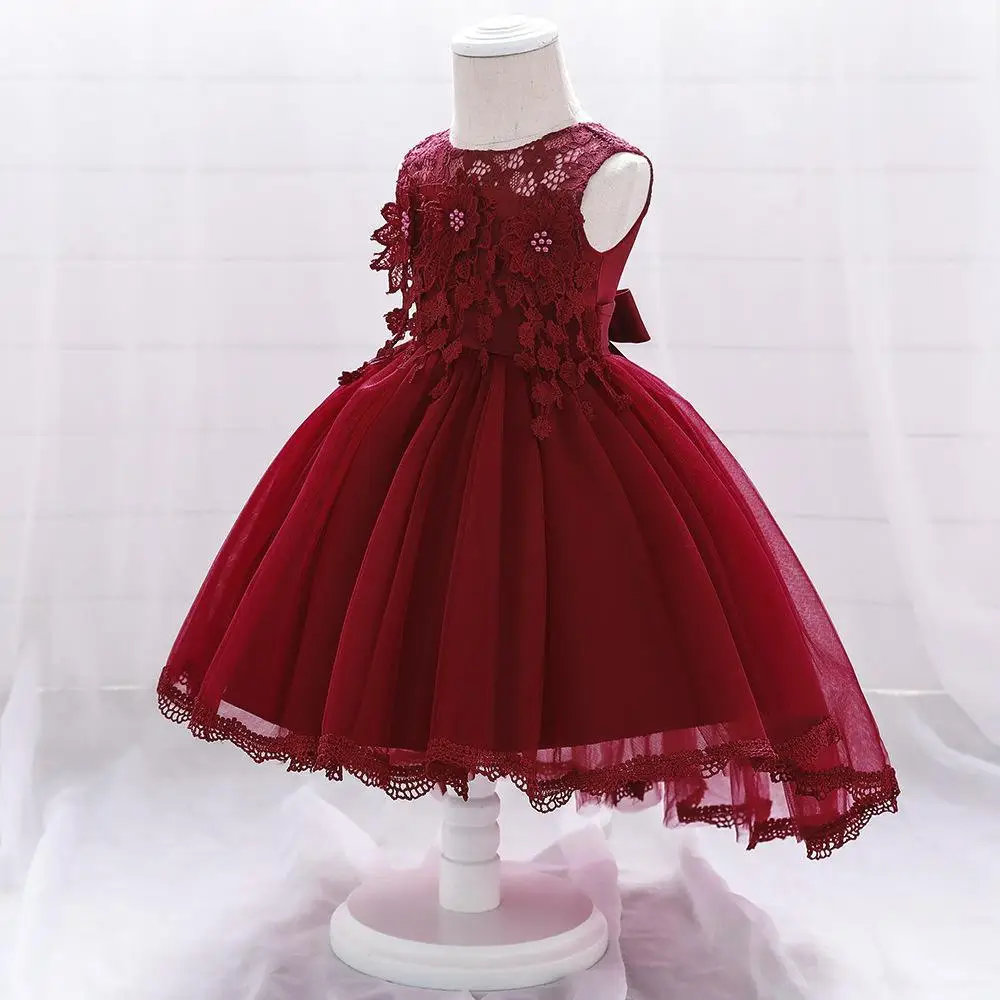 Pink Three-Dimensional Lace Sleeveless Princess Dress for Girls - Image 5