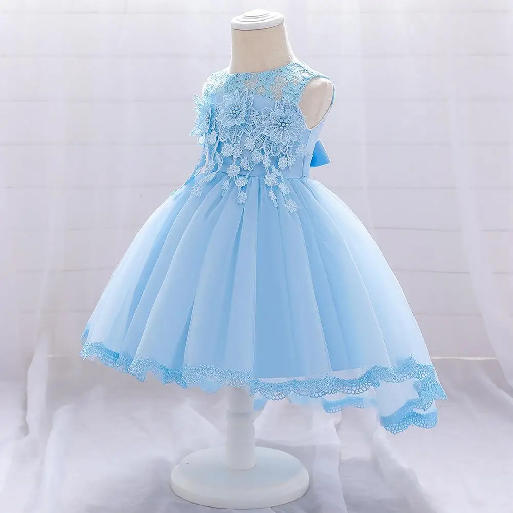 Pink Three-Dimensional Lace Sleeveless Princess Dress for Girls - Image 3