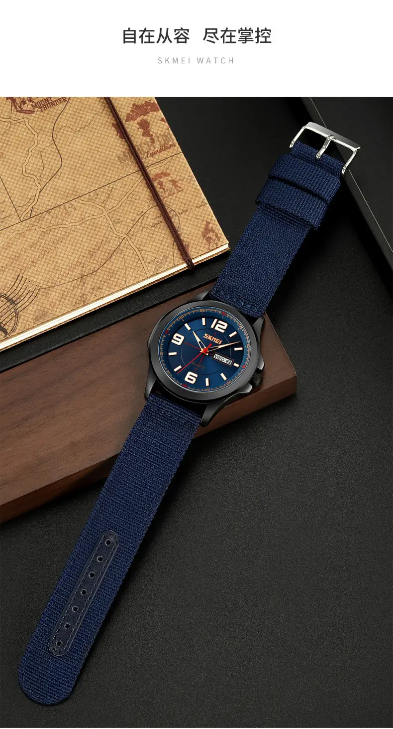 Men's Green Military Style Quartz Watch with Calendar — feature 14