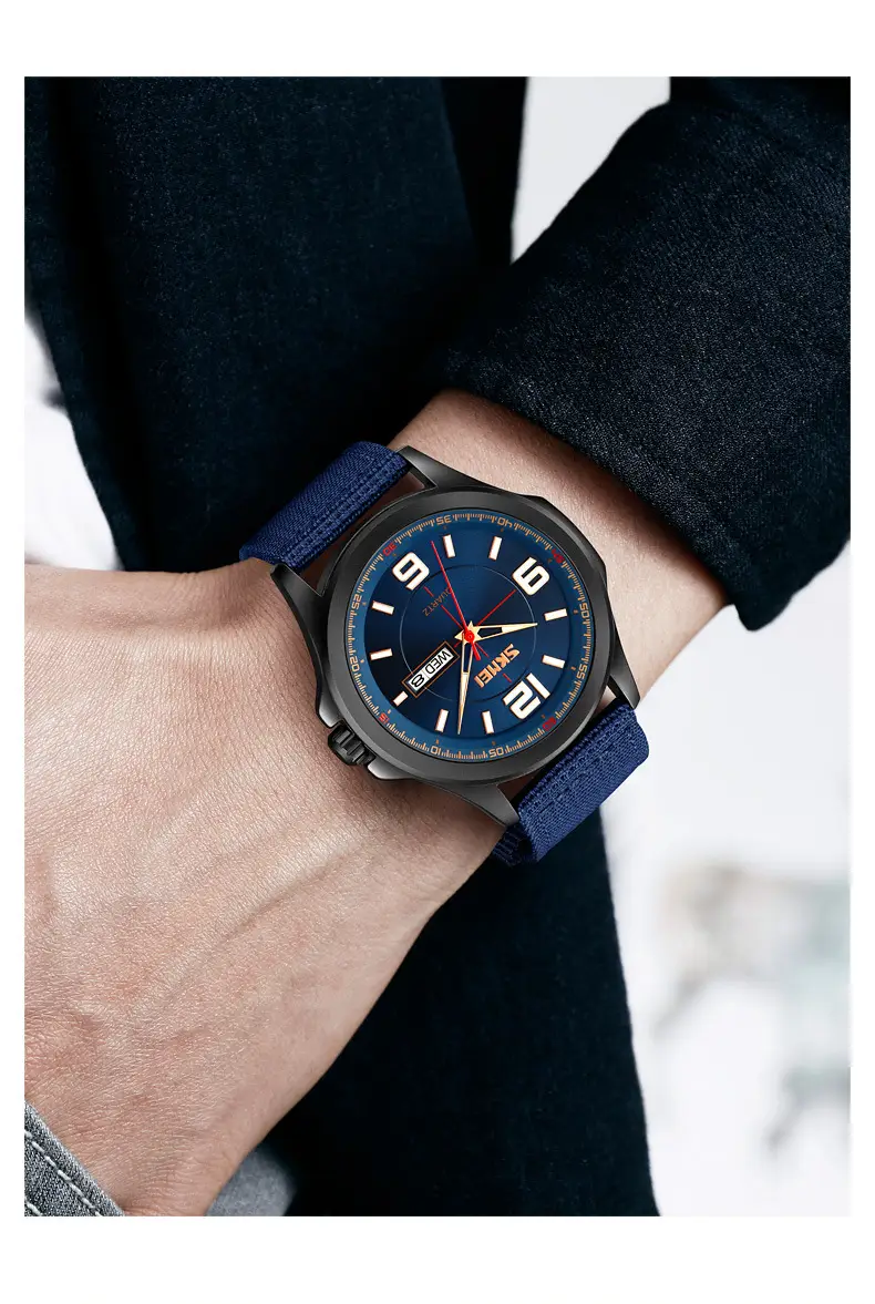 Men's Green Military Style Quartz Watch with Calendar — feature 15