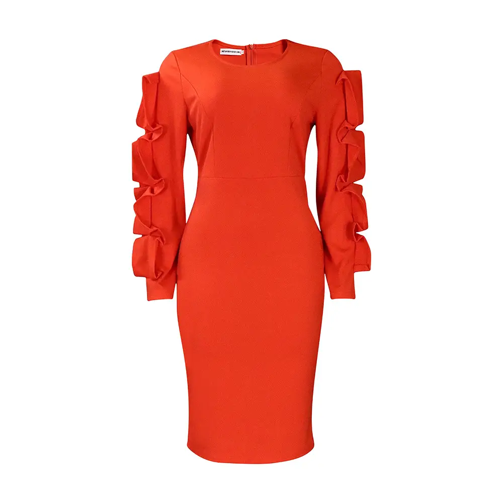 Blue Long Sleeve Dress for Women Large Size - Image 4