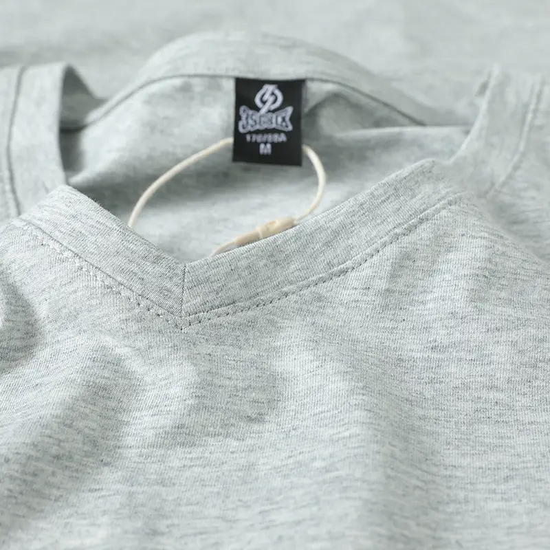 Men V Neck Grey T-Shirt Summer Lycra Cotton Slim Fit