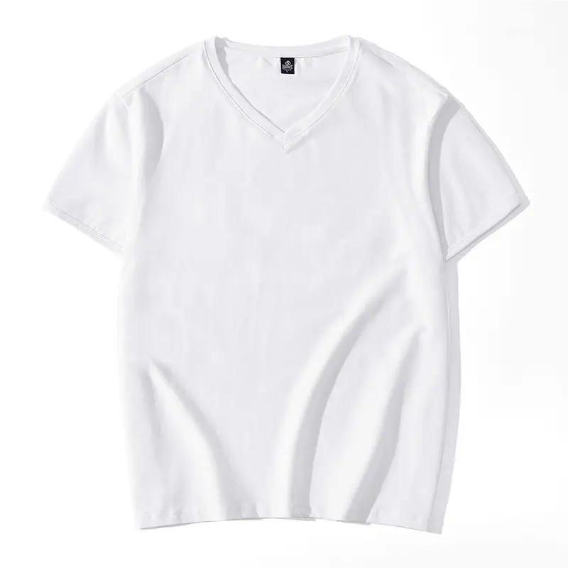 Men V Neck Grey T-Shirt Summer Lycra Cotton Slim Fit
