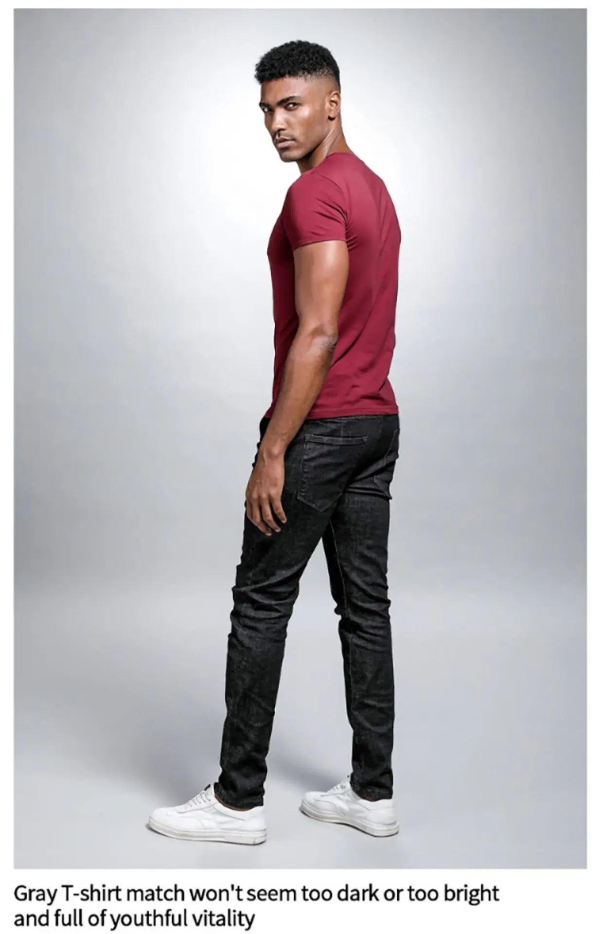 Men V Neck Grey T-Shirt Summer Lycra Cotton Slim Fit — feature 33
