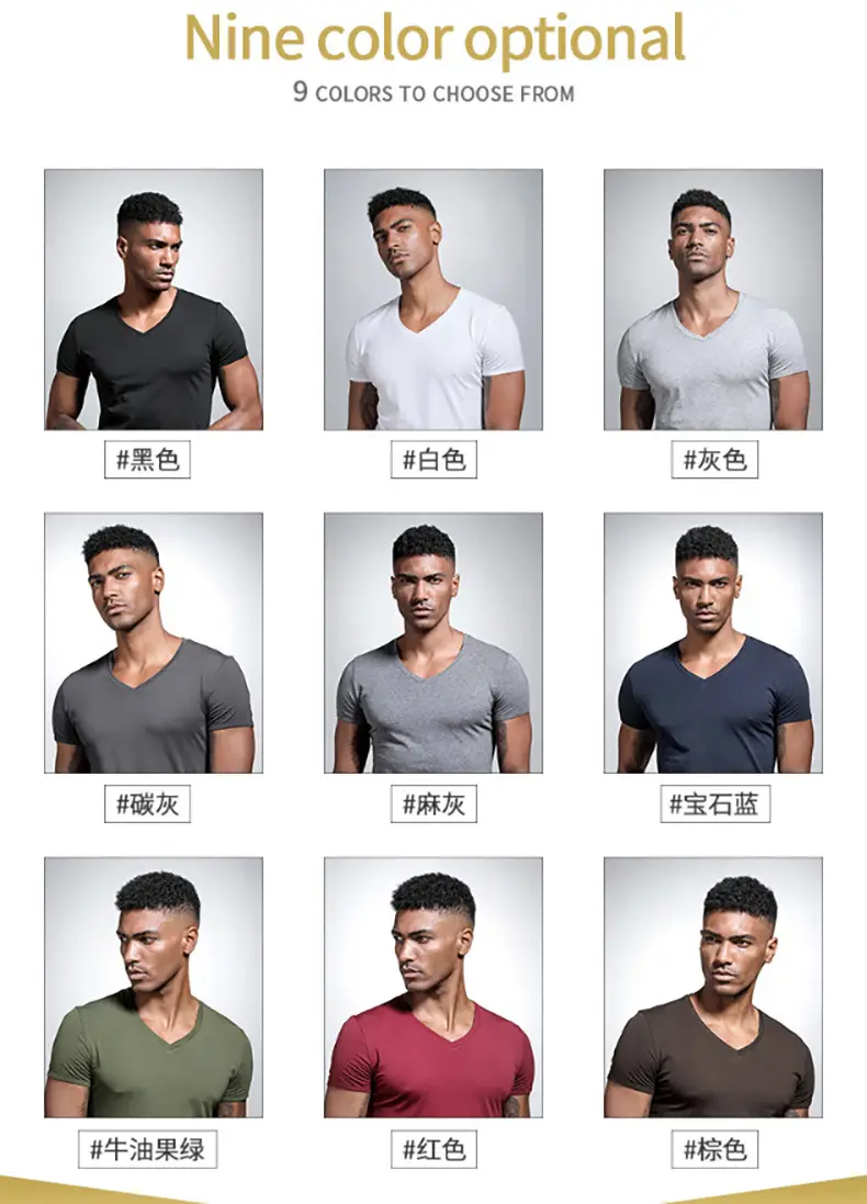 Men V Neck Grey T-Shirt Summer Lycra Cotton Slim Fit — feature 6