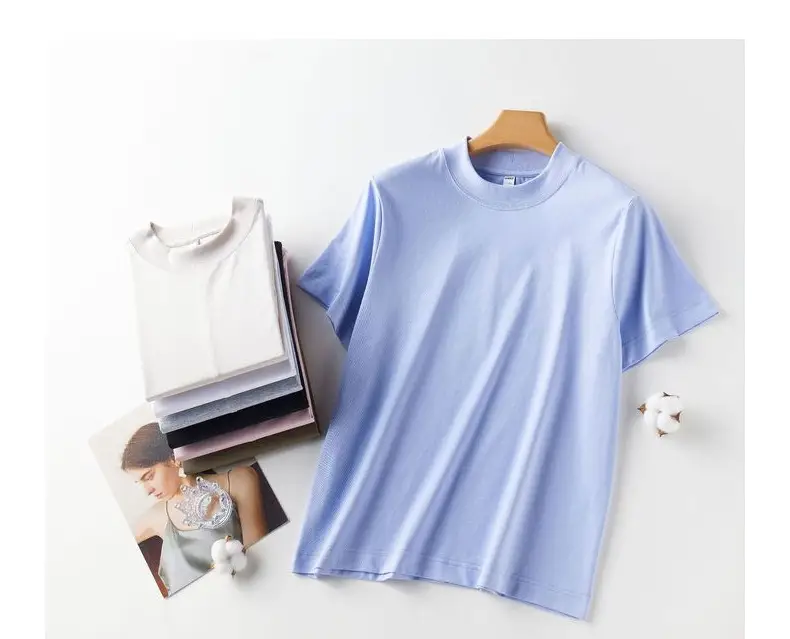 Women Black Cotton T-Shirt with Chic Collar — feature 20