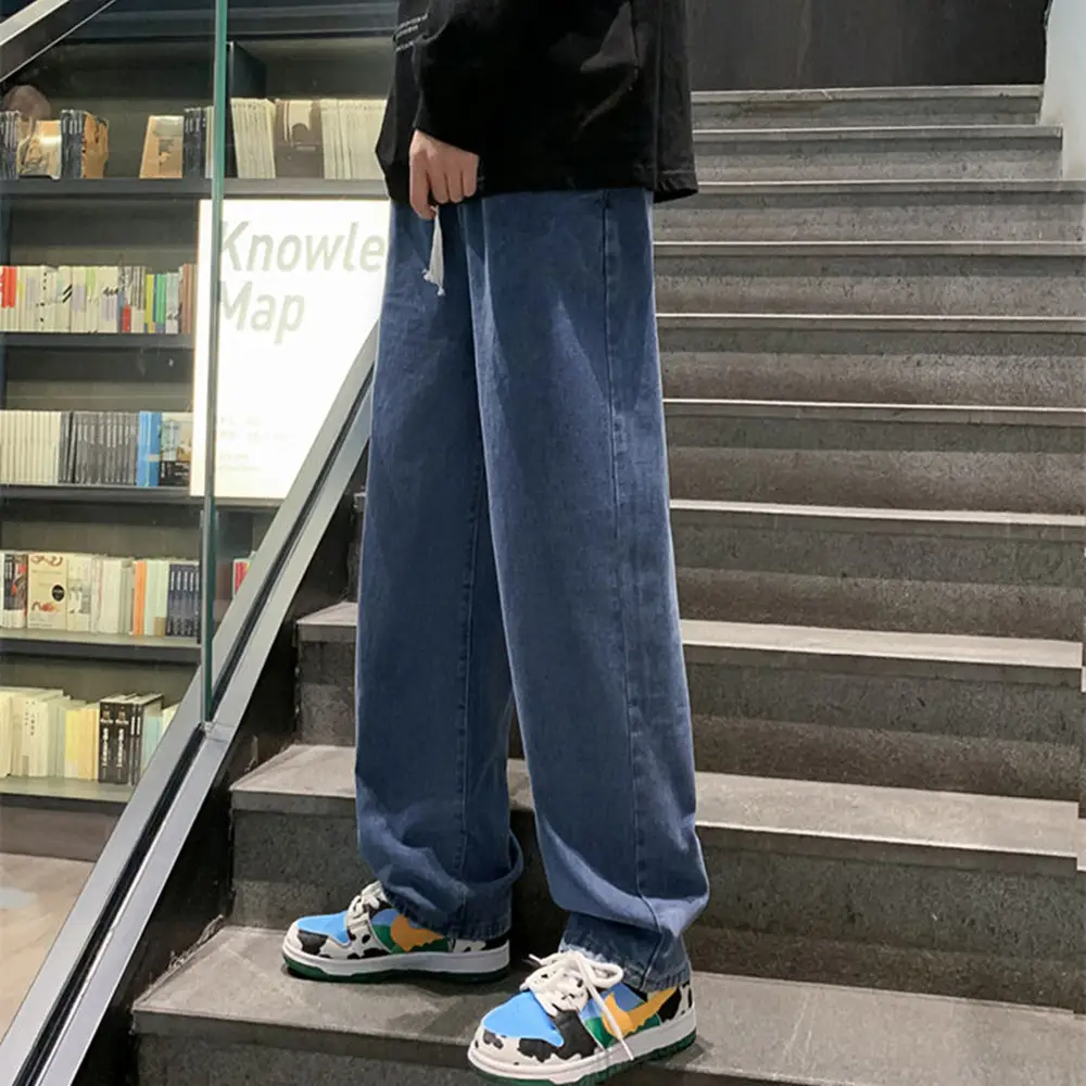 Men Wide Leg Yellow Mud Dyed Jeans Summer Loose Straight - Image 3