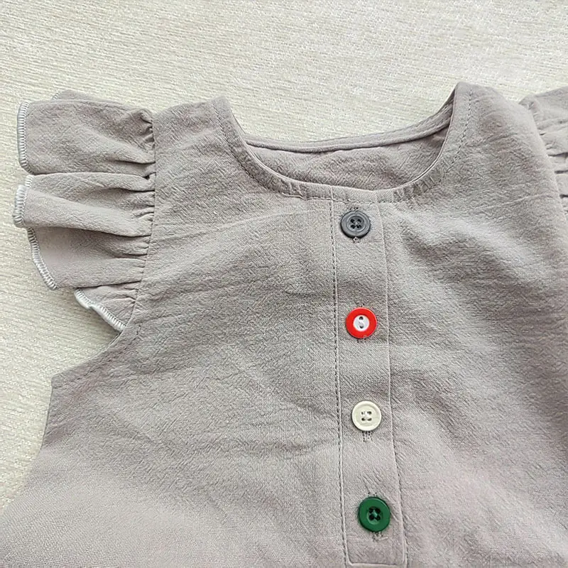 Korean Style Baby Flying Sleeve Women's 4-Button Fleece Suit - Image 4