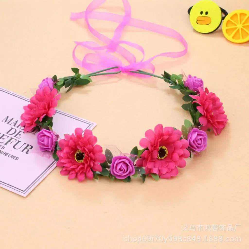 Beautiful Floral Mori Girl Hairband with Orange & Purple Flowers - Image 9