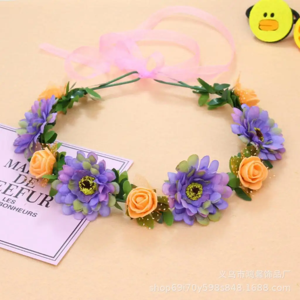 Beautiful Floral Mori Girl Hairband with Orange & Purple Flowers — feature 10
