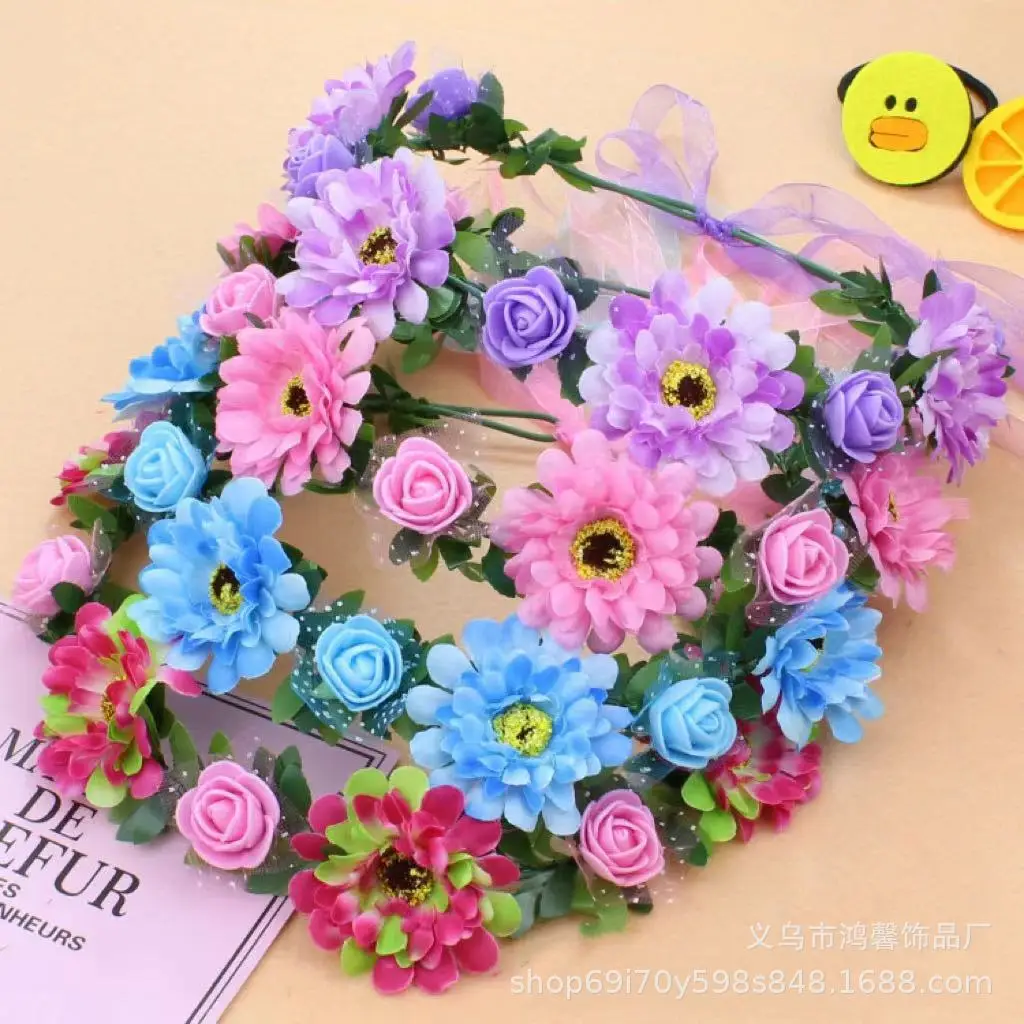 Beautiful Floral Mori Girl Hairband with Orange & Purple Flowers — feature 4