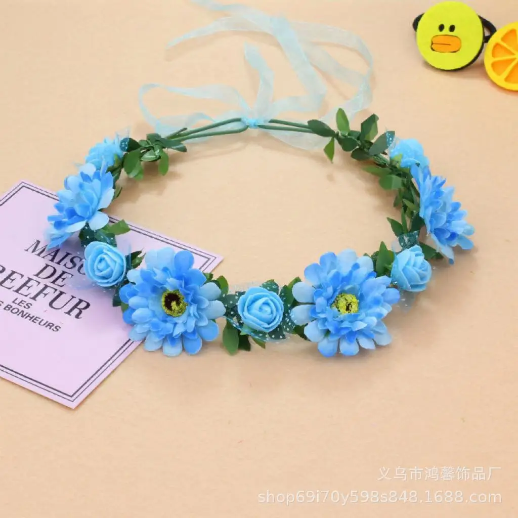 Beautiful Floral Mori Girl Hairband with Orange & Purple Flowers - Image 2