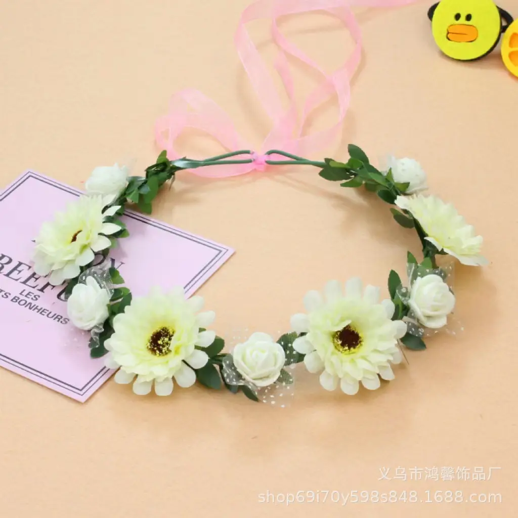 Beautiful Floral Mori Girl Hairband with Orange & Purple Flowers - Image 3
