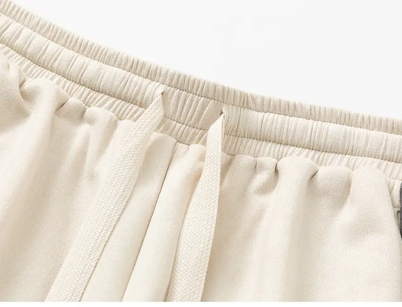 Men Grey Striped Shorts with White Drawstring — feature 24