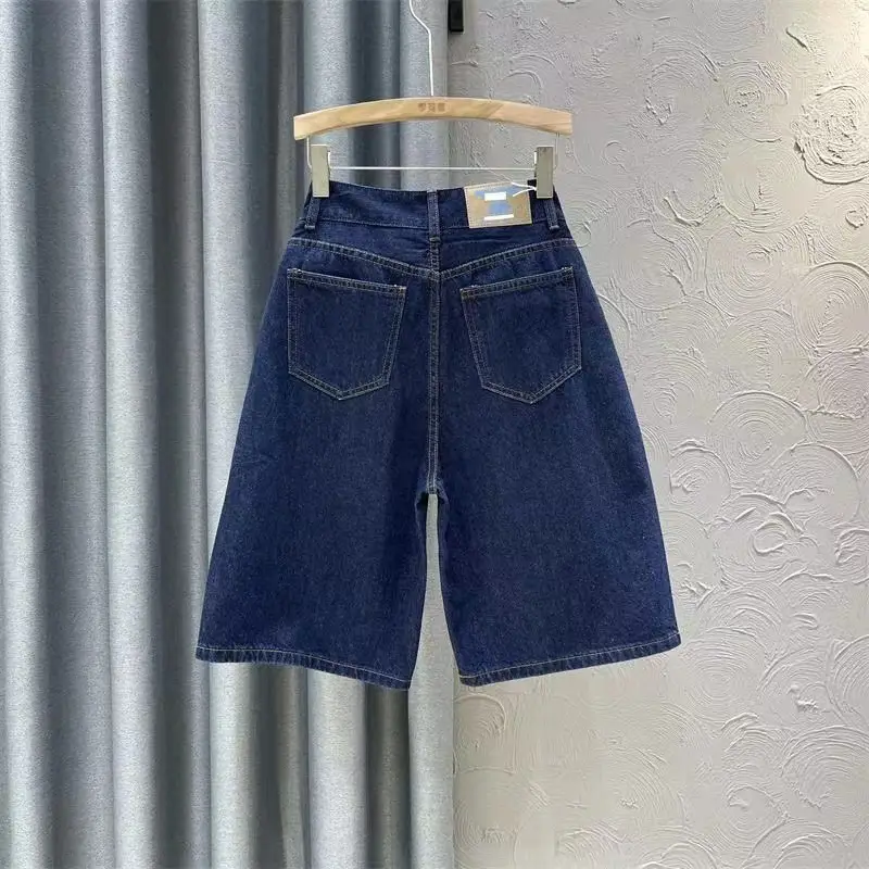 2024 Dark Blue Denim High Waist Women's Pants - Image 3