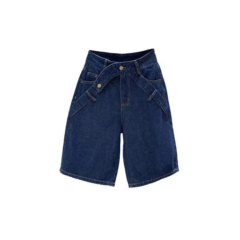 2024 Dark Blue Denim High Waist Women's Pants - Image 5