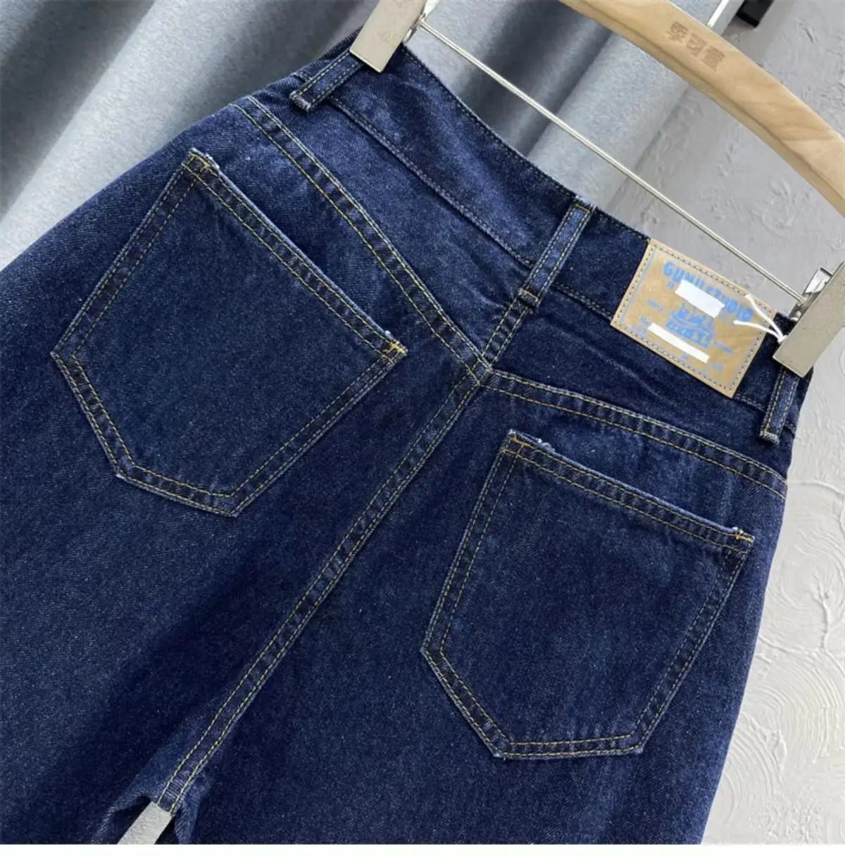 2024 Dark Blue Denim High Waist Women's Pants — feature 13