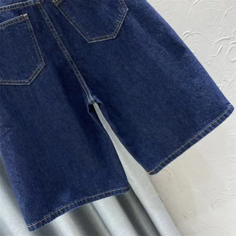 2024 Dark Blue Denim High Waist Women's Pants — feature 14