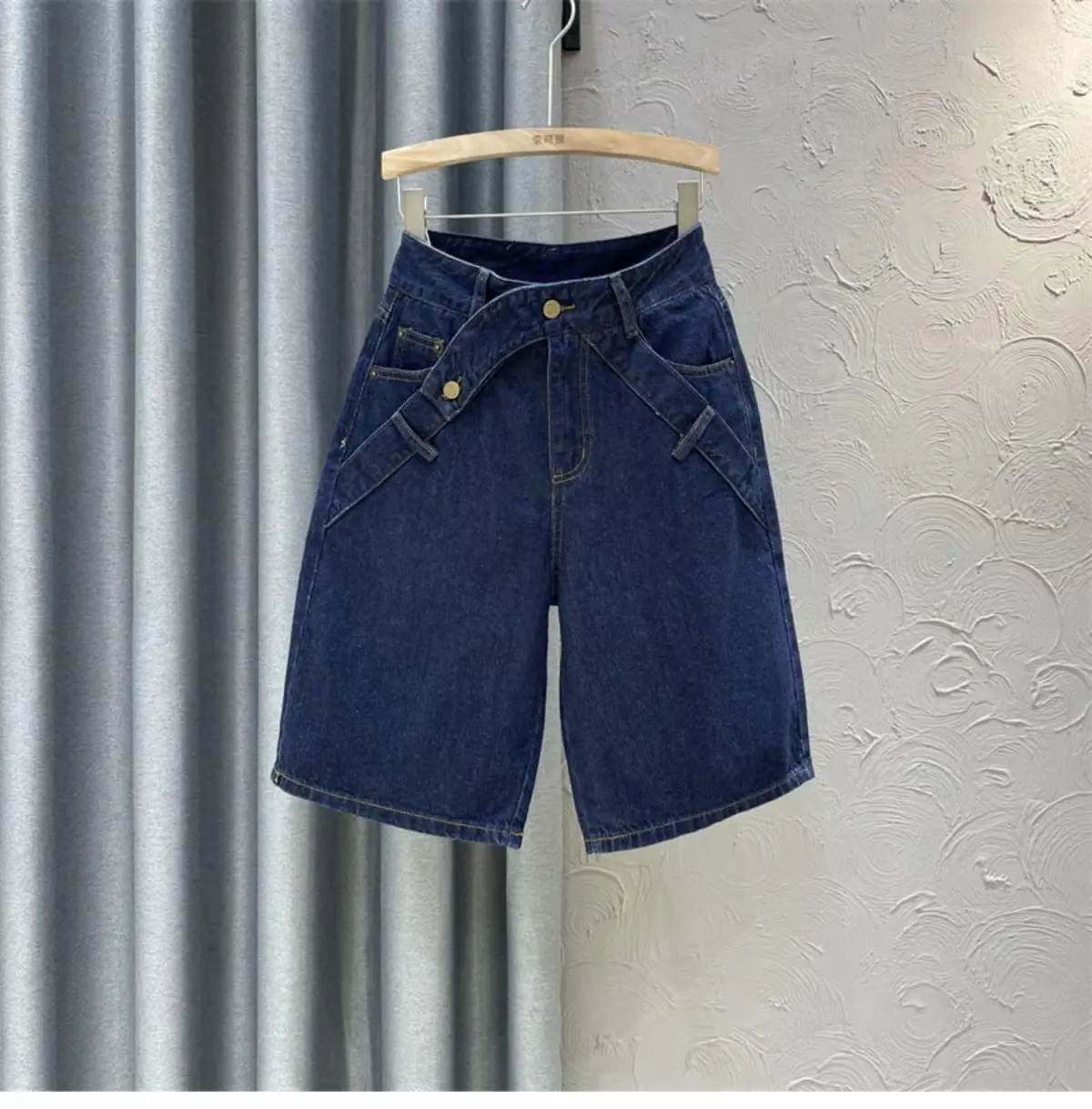 2024 Dark Blue Denim High Waist Women's Pants — feature 2