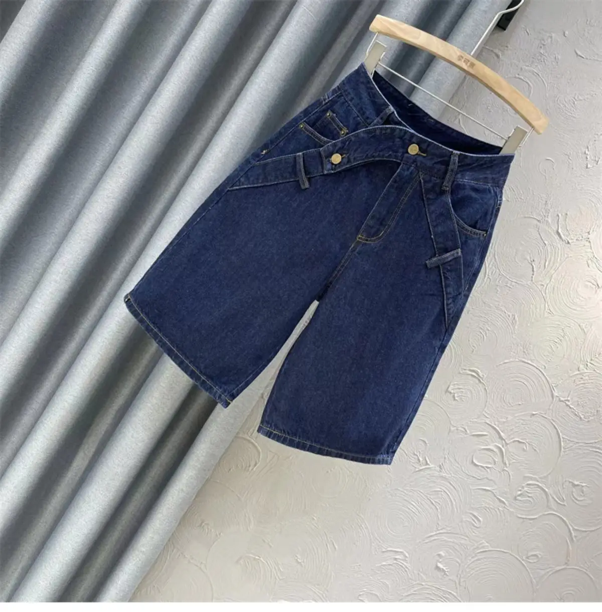 2024 Dark Blue Denim High Waist Women's Pants — feature 3