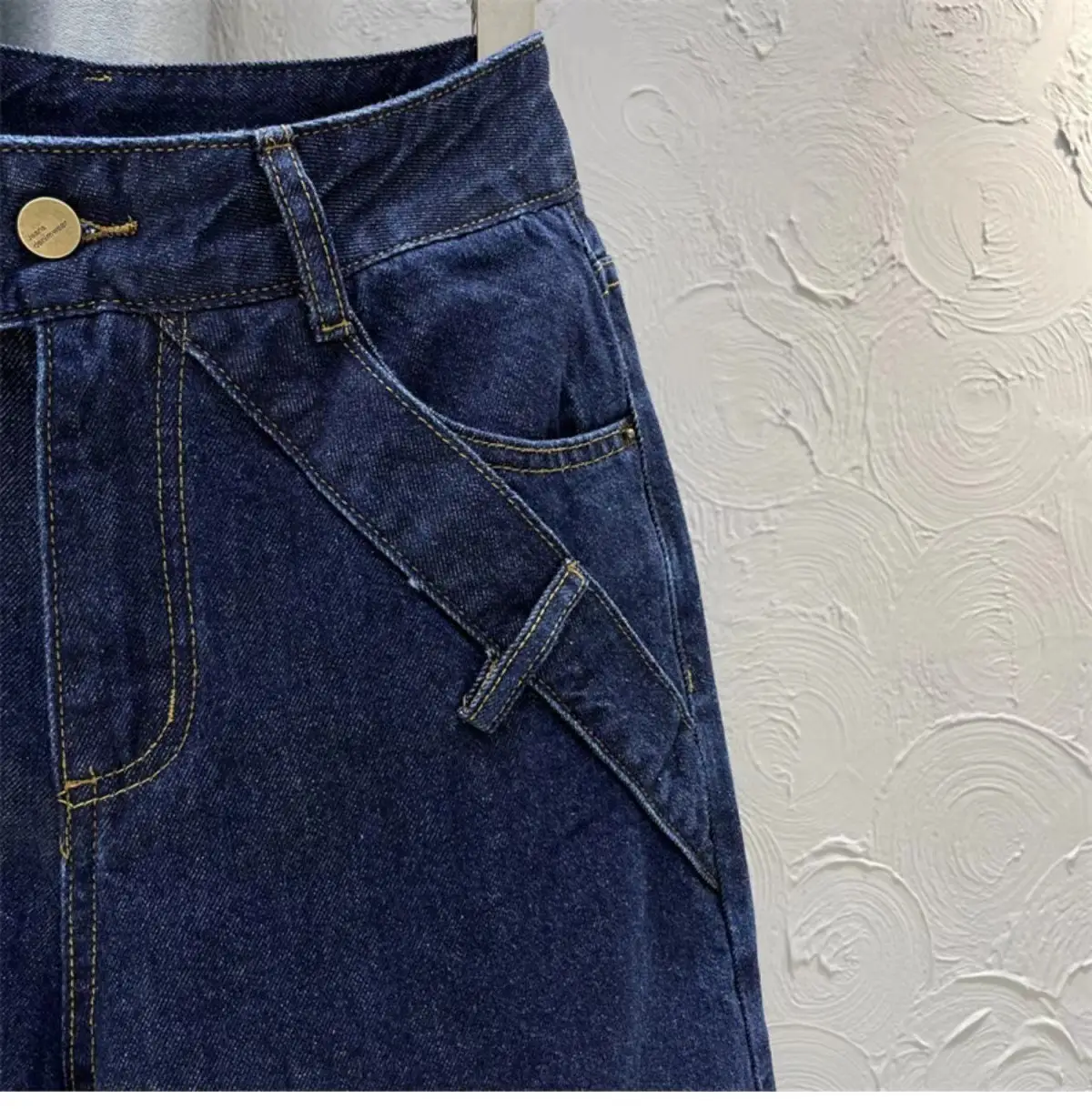 2024 Dark Blue Denim High Waist Women's Pants — feature 5