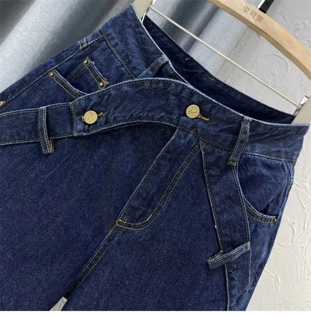 2024 Dark Blue Denim High Waist Women's Pants — feature 6