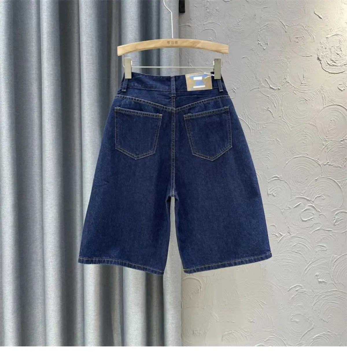 2024 Dark Blue Denim High Waist Women's Pants — feature 9