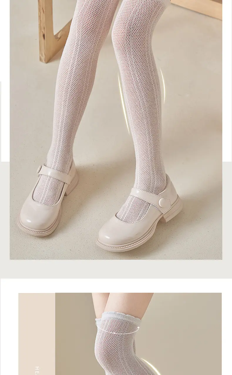 Girls Mesh Knee Socks Light Blue Summer Breathable — feature 10
