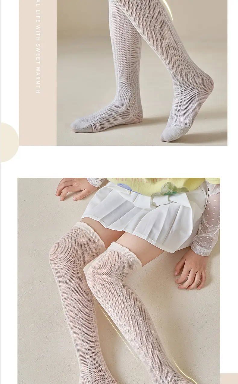 Girls Mesh Knee Socks Light Blue Summer Breathable — feature 11