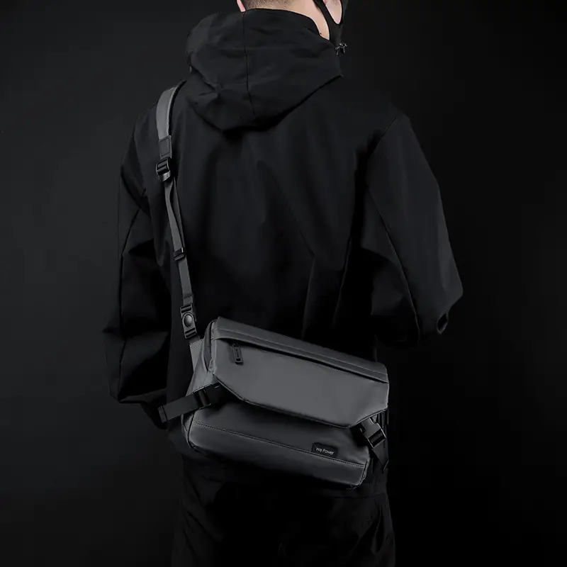 Men's Black Crossbody Shoulder Bag Large Capacity