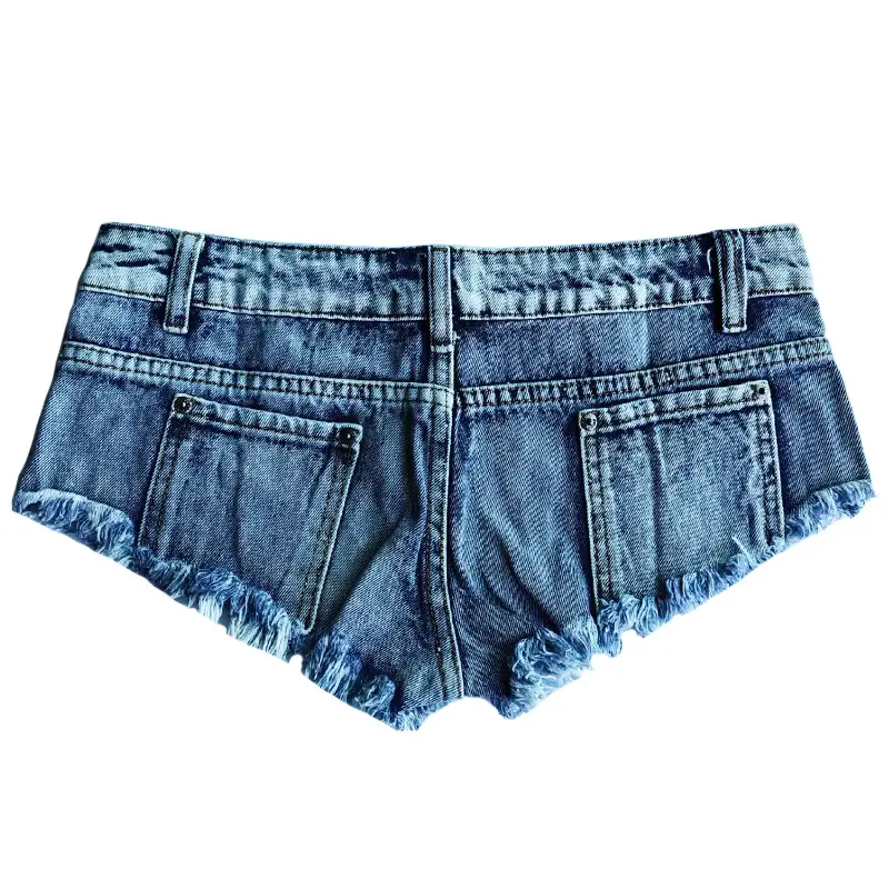 Black Ripped Super Low Waist Denim Shorts — feature 10