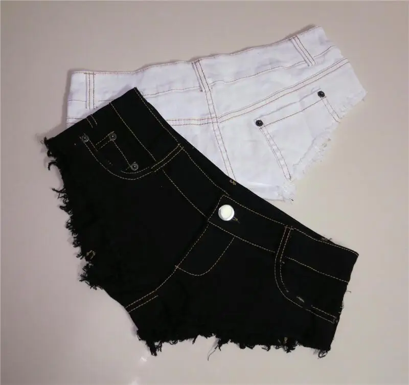 Black Ripped Super Low Waist Denim Shorts — feature 13
