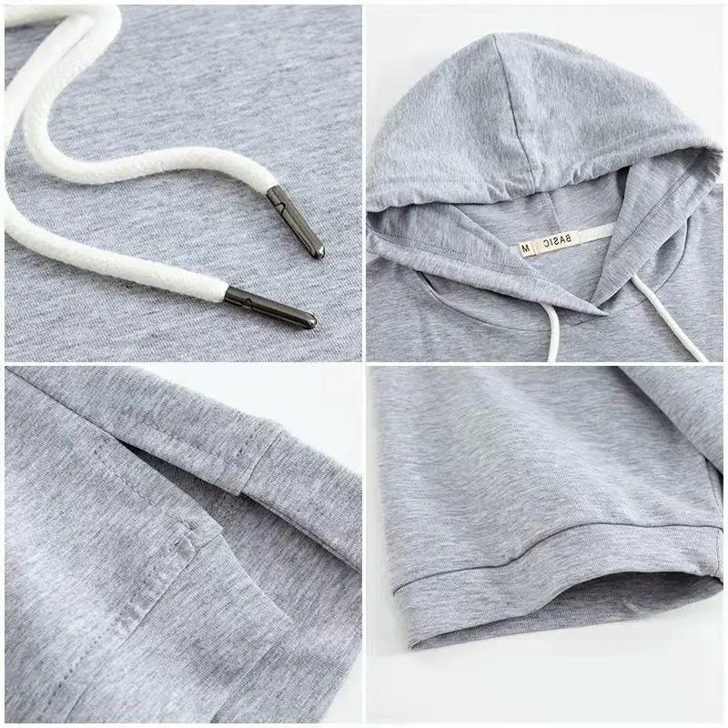 Women Grey Hooded Sweatshirt 2024 New Summer - Image 6