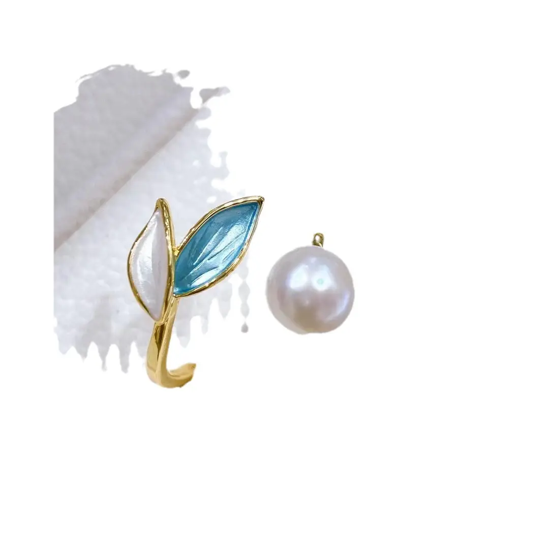 Natural Pearl Leaf Earrings Set S925 High Quality - Image 8