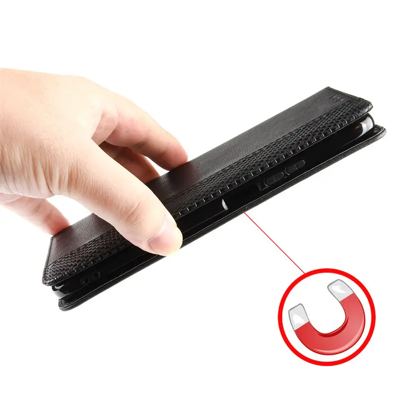 Leather 5G Phone Case with Magnetic Suction & Retro Pattern - Image 6