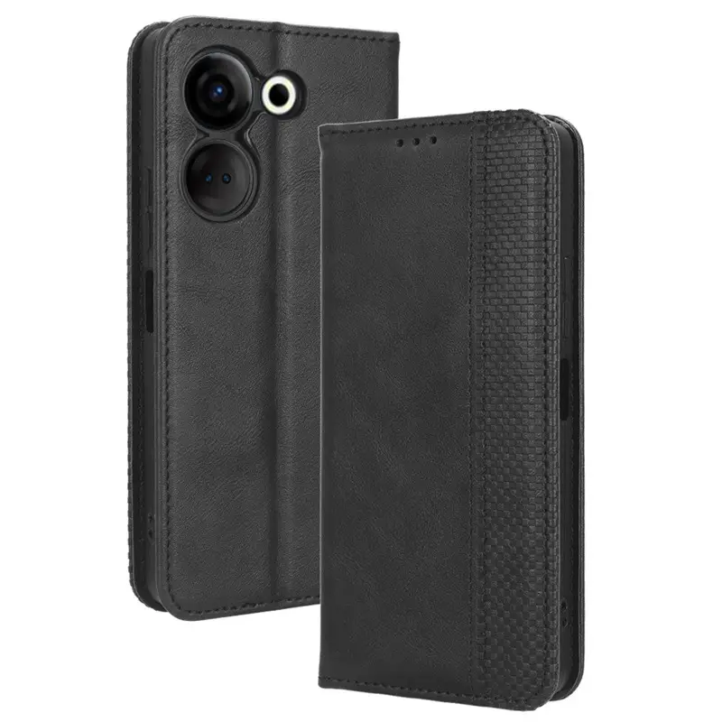 Leather 5G Phone Case with Magnetic Suction & Retro Pattern - Image 9