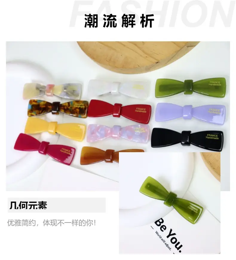 Korean Style Fresh Bow Hairpin with Gold Label — feature 2