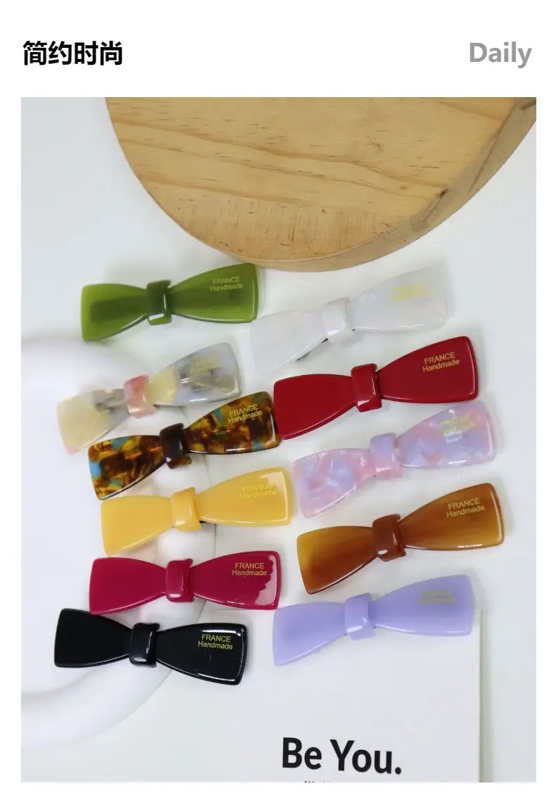 Korean Style Fresh Bow Hairpin with Gold Label — feature 7