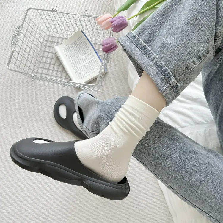 AMUSIVE Anti-Pilling Boneless Moon Socks White Socks Women's Stacked Socks Mid-Tube Cotton Fashionable Socks Loosen Socks Sweat Absorbing
