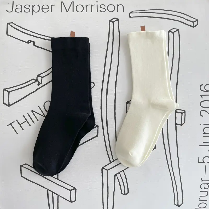AMUSIVE Anti-Pilling Boneless Moon Socks White Socks Women's Stacked Socks Mid-Tube Cotton Fashionable Socks Loosen Socks Sweat Absorbing