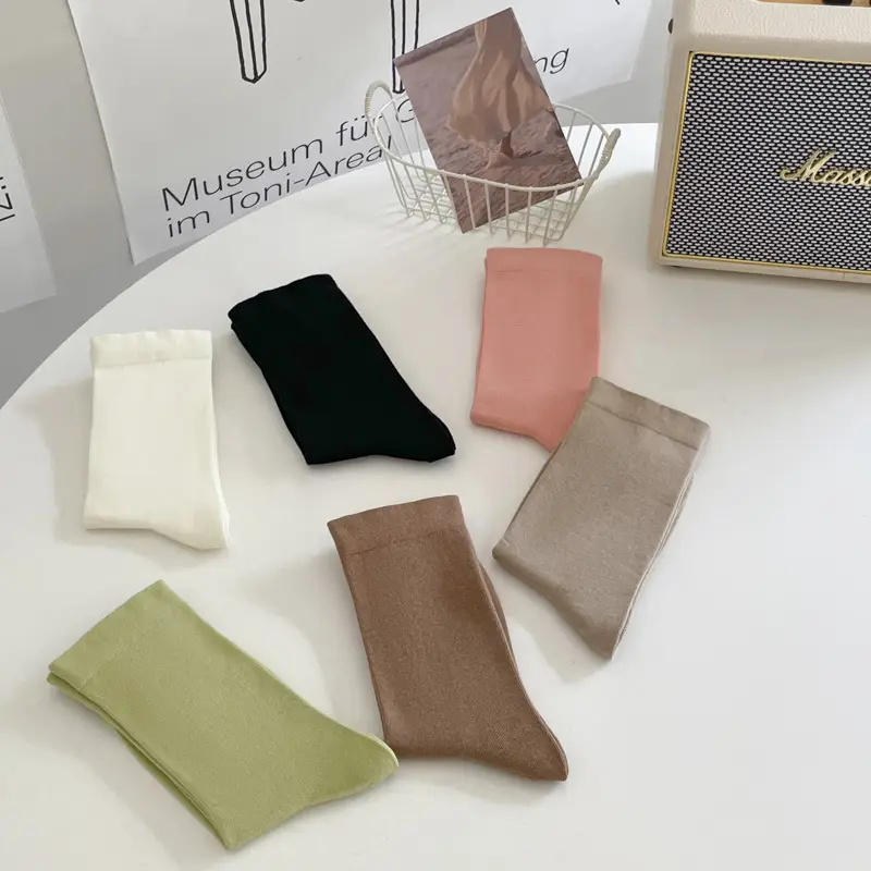 AMUSIVE Anti-Pilling Boneless Moon Socks White Socks Women's Stacked Socks Mid-Tube Cotton Fashionable Socks Loosen Socks Sweat Absorbing