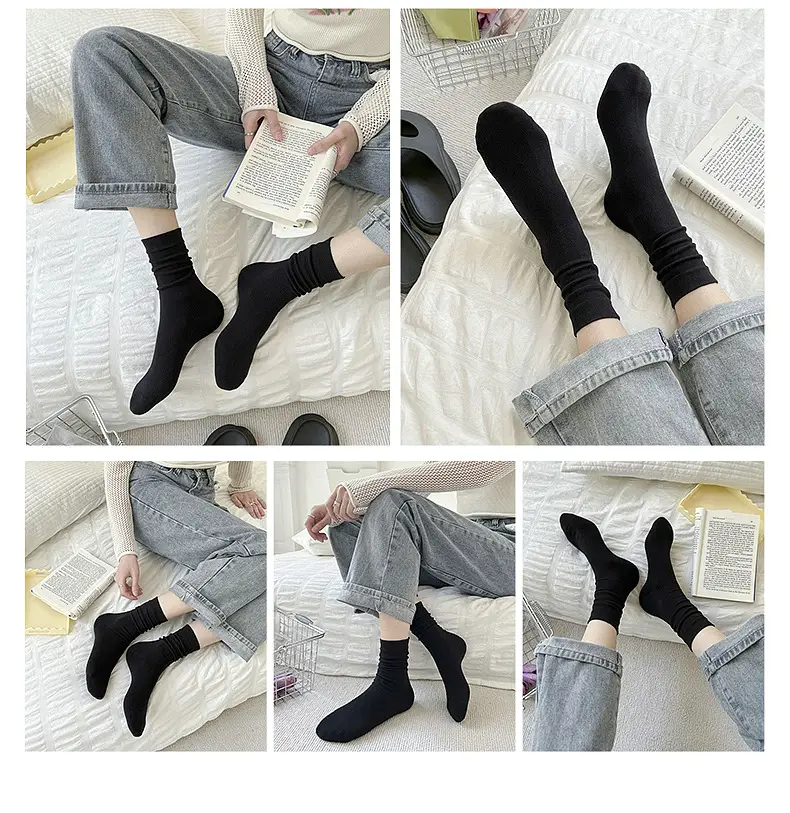 AMUSIVE Anti-Pilling Boneless Moon Socks White Socks Women's Stacked Socks Mid-Tube Cotton Fashionable Socks Loosen Socks Sweat Absorbing — feature 11
